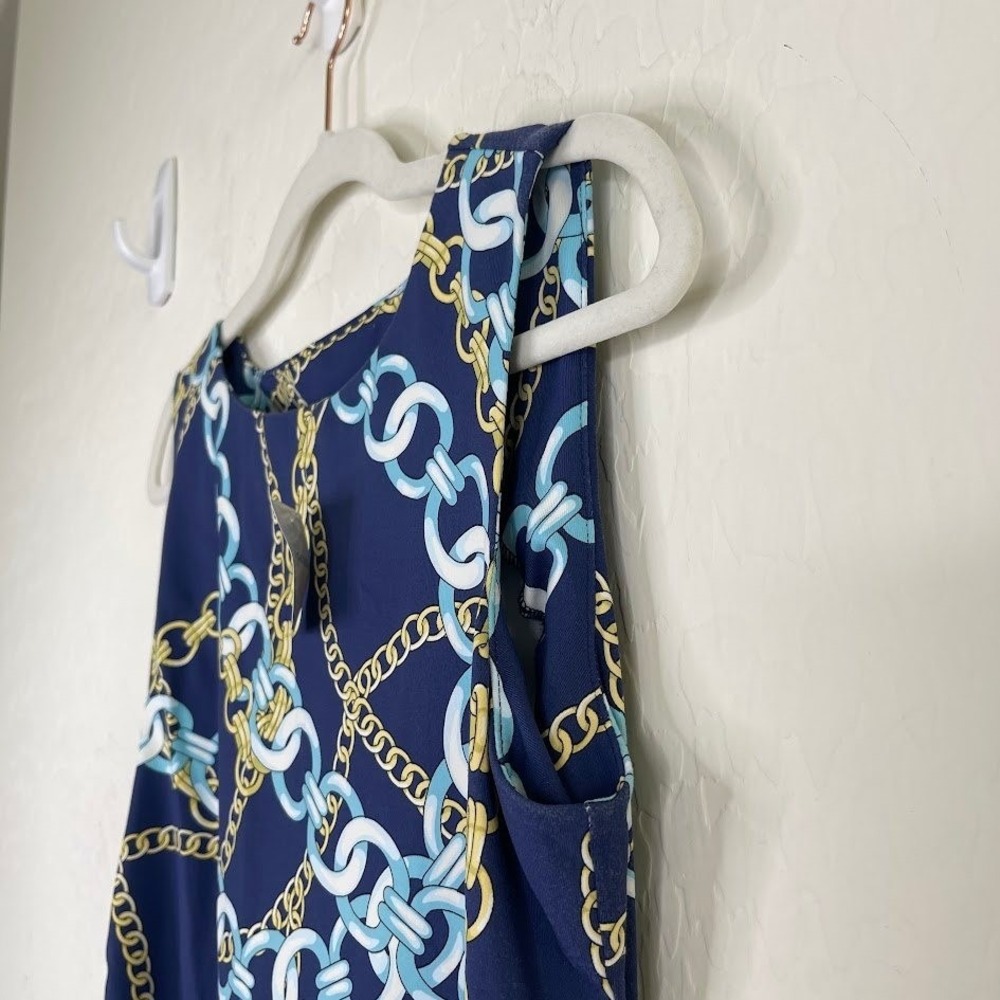 NEW J McLaughlin Catalina Cloth Chain Print Sheath‎ Dress Preppy Coastal Size M - Picture 4 of 12